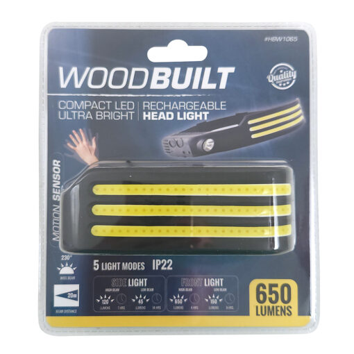 Woodbuilt Rechargeable LED Head Light 650 Lumen with Motion Sensor - Image 2